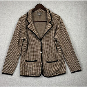 Mendocino Knit Jacket Blazer Cardigan Houndstooth Size Large Womens